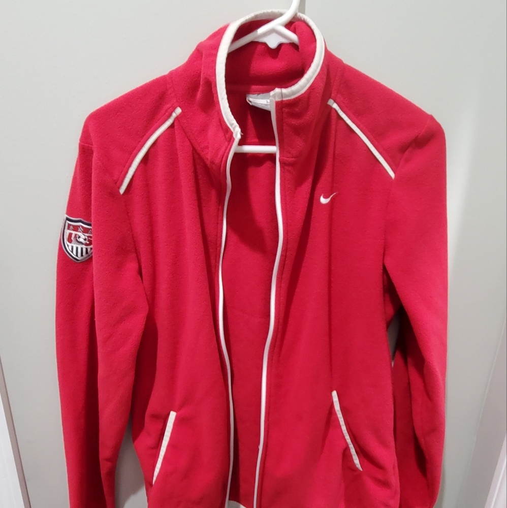Nike US Women’s Soccer Team Track Jacket Red USA Med 8-10 Warm Up Full Zip